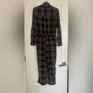 Forever 21 Black Plaid Button-Up Jumpsuit